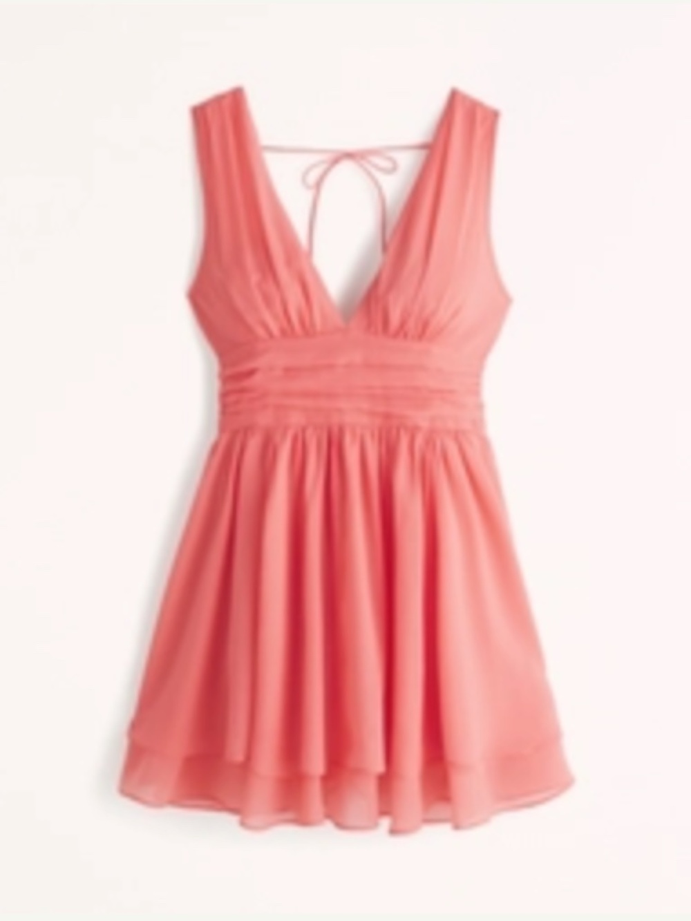 Abercrombie - Flirty Drama Mini Dress - Coral Pink - M